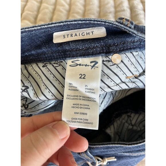 Seven 7 Women's Size 22 Jeans Limited Edition Straight Blue Denim Stretch NWT - Picture 10 of 12